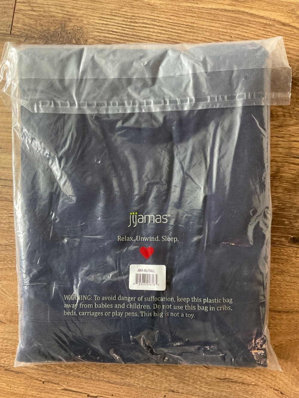 NWT Jijamas The Soul Mate" Cotton Pajama Set in Navy Blue White Stripes XL Tall - Picture 6 of 6